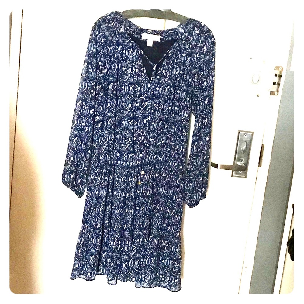 Printed Tie Neck Dress